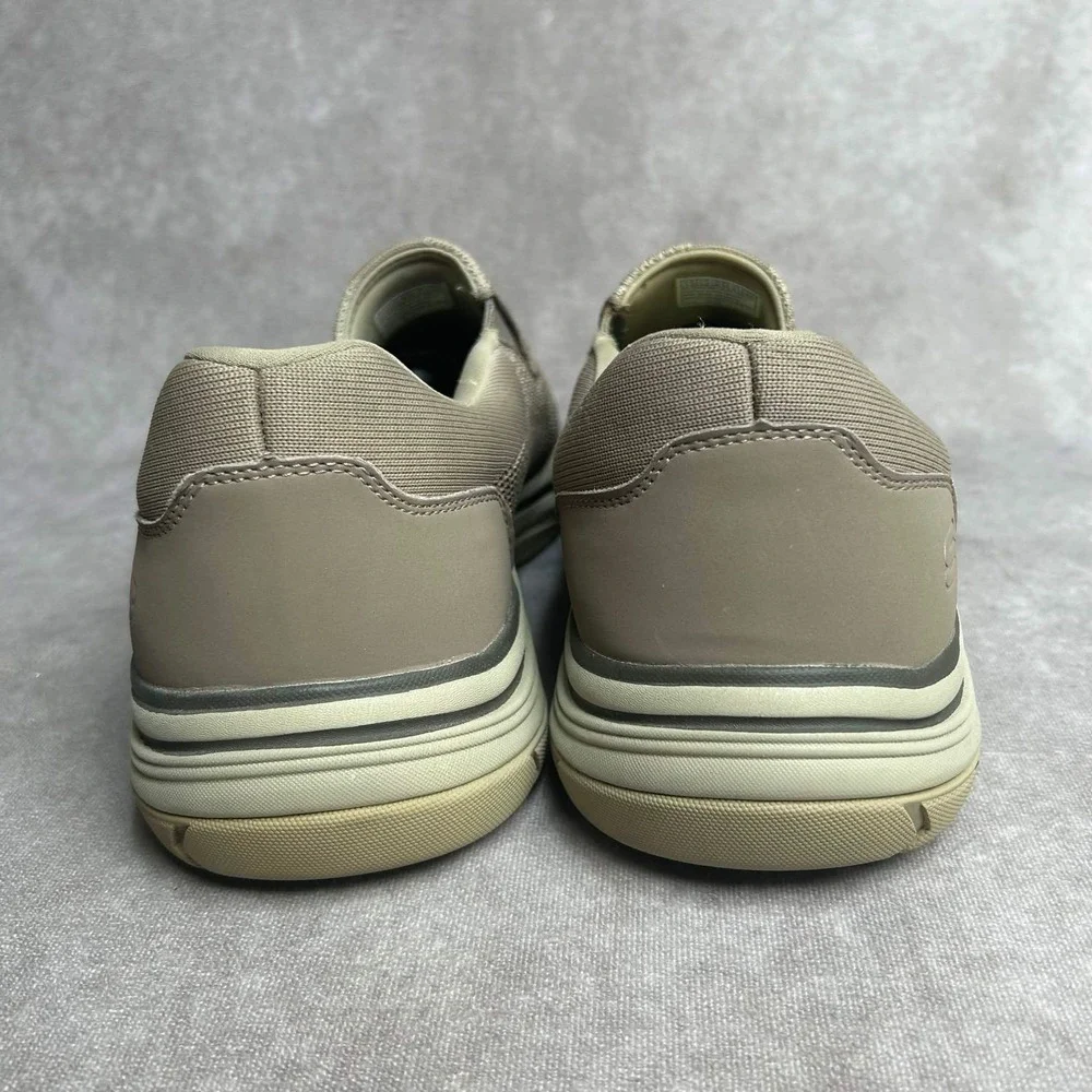 Skechers Mens Relaxed Fit 204000WW Taupe Slip On Sneakers Size 13 Wide WW